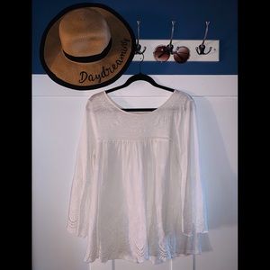 Boho embroidered bell sleeve top